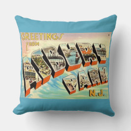  Retro Asbury Park NJ Postcard Kissen