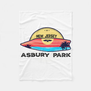 Retro Asbury Park Strand New Jersey Surfbrett Stra Fleecedecke