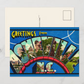 Retro Asheville NC 5x7 große Postkarte (Vorne/Hinten)