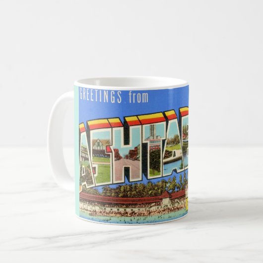 Retro-Ashtabula-Ohio-Gruß-Tasse Kaffeetasse (Vorderseite Links)