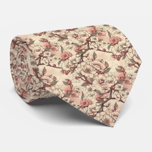 Retro Asian floral Garden Neck Tie Krawatte (Gerollt)