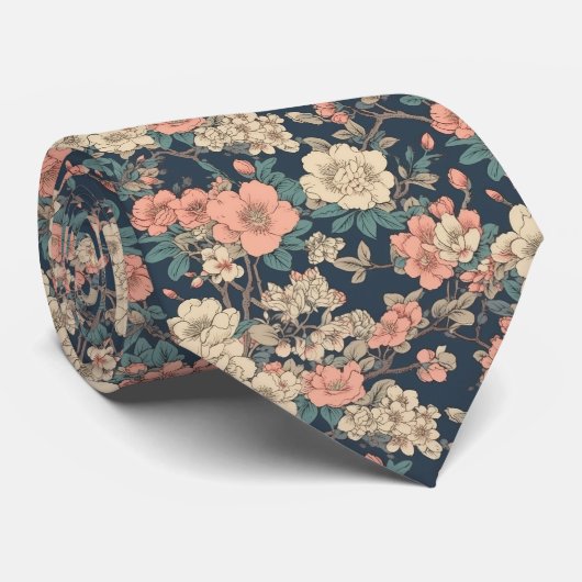 Retro Asian floral Garden Neck Tie Krawatte (Gerollt)