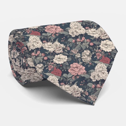 Retro Asian floral Garden Neck Tie Krawatte (Gerollt)