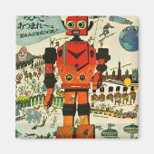 Retro Asian Robot Print Art Magnet (Vorne)