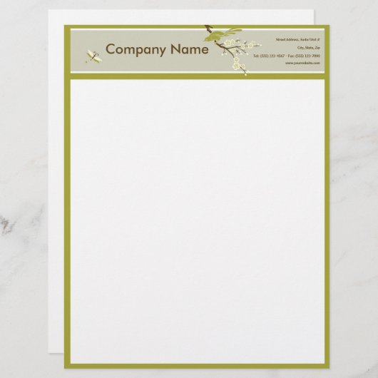 Retro Asiatisch-Inspirierter Briefbogen (Vorne/Hinten)