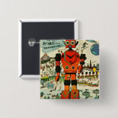 Retro asiatische Roboter-Druck-Kunst Button (Vorne & Hinten)