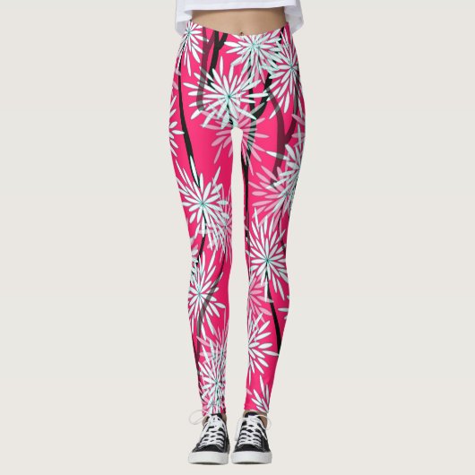 Retro asiatisches Blumenmuster. Leggings (Vorderseite)