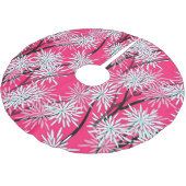 Retro asiatisches Blumenmuster. Polyester Weihnachtsbaumdecke (Schrägansicht)