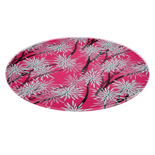 Retro asiatisches Blumenmuster. Schneidebrett (Ecke)