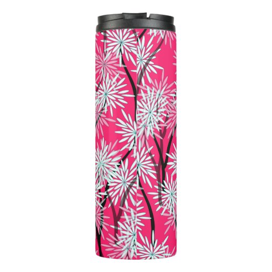 Retro asiatisches Blumenmuster. Thermosbecher (Rückseite)