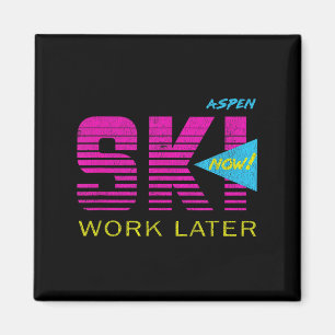 Retro Aspen 80er Colorado Skifahren T-Shirt Magnet