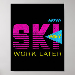 Retro Aspen 80er Colorado Skifahren T-Shirt Poster