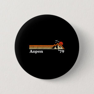 Retro Aspen Ski Resort Colorado Berge Snowboar Button