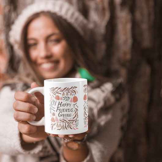Retro-Äste Blätter Kürbis fallen Erntedank Kaffeetasse