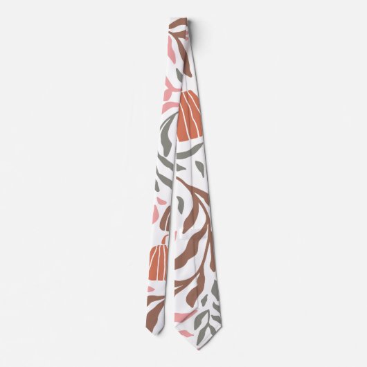 Retro-Äste Blätter Kürbis fallen Erntedank Krawatte (Rückseite)