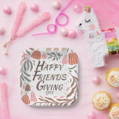 Retro-Äste, Blätter und Kürbis Freundlichkeit Pappteller (Party)