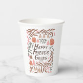 Retro-Äste und Kürbis fallen Erntedank Pappbecher (Vorderseite)