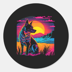 Retro Ästhetik australischer Rinderhund 17 Runder Aufkleber