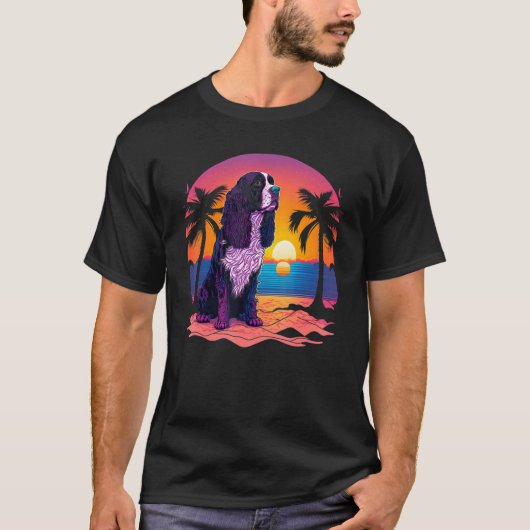 Retro Ästhetik Englisch Springer Spaniel Dog_1 T-Shirt (Vorderseite)