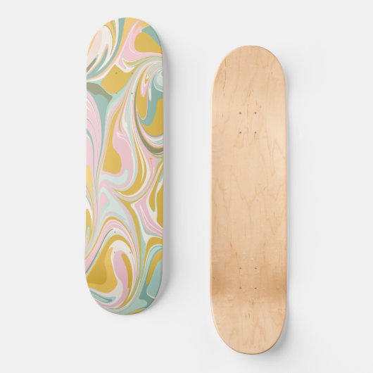 Retro Ästhetik Groovy Abstrakt Pastel Marmor Spaß Skateboard (Vorderseite)