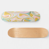 Retro Ästhetik Groovy Abstrakt Pastel Marmor Spaß Skateboard (Horizontal)