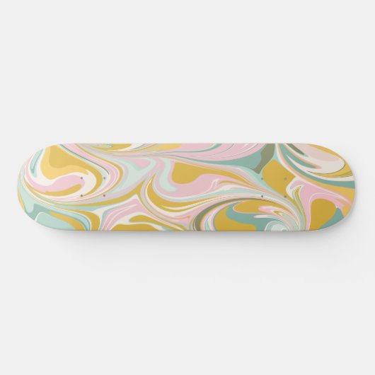 Retro Ästhetik Groovy Abstrakt Pastel Marmor Spaß Skateboard (Horizontal)