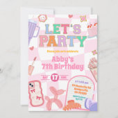 Retro-Ästhetik Mädchen-Patch-Party-Geburtstag Einladung (Vorderseite)