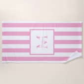 Retro Ästhetik Rosa Personalisierte Monogramm Strandtuch (Vorderseite)