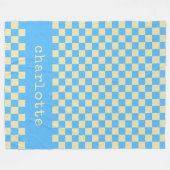 Retro-Ästhetik Schachbrettmuster Blau Name Fleecedecke (Vorderseite (Horizontal))