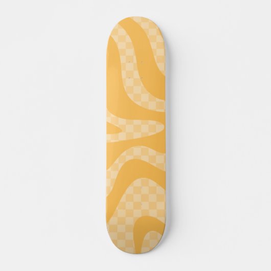 Retro Ästhetik Swirl Karo Senf Gelb Skateboard (Vorne)