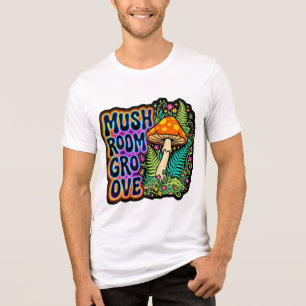 Retro-Ästhetik-T-Shirt-Design mit Pilz-Groove-Moti Tri-Blend Shirt