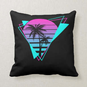 Retro-Ästhetik Vaporwave Geometrische Palmen Kissen