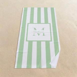 Retro Ästhetisch Grün Personalisierte Monogramm Strandtuch