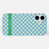 Retro-Ästhetische Checkerboard Blau Personalisiert Case-Mate iPhone Hülle (Rückseite (Horizontal))