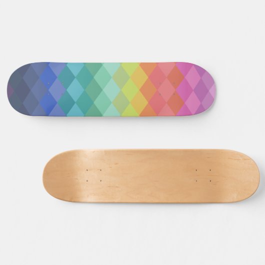 Retro Ästhetische, dynamische Regenbogenformen Mus Skateboard (Horizontal)