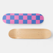 Retro Ästhetische Karton Muster Rosa und Blau Skateboard (Horizontal)