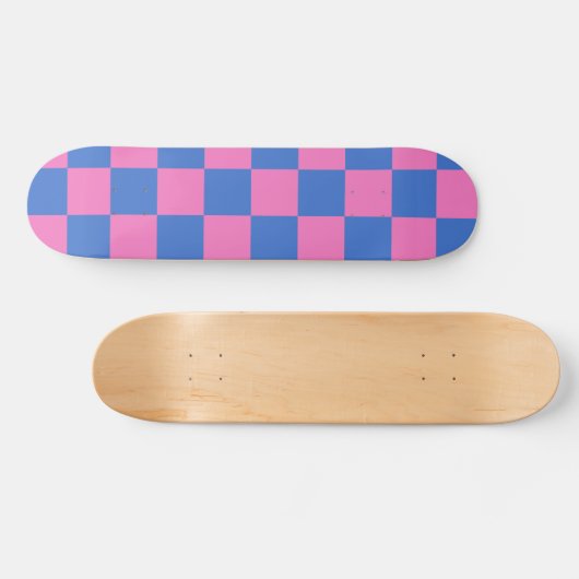 Retro Ästhetische Karton Muster Rosa und Blau Skateboard (Horizontal)