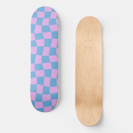 Retro Ästhetische Lila blaue Checkerboard Skateboard (Vorderseite)