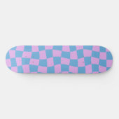 Retro Ästhetische Lila blaue Checkerboard Skateboard (Horizontal)