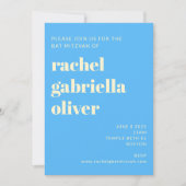 Retro-Ästhetische Tafel Blue Bat Bar Mitzvah Einladung (Vorderseite)