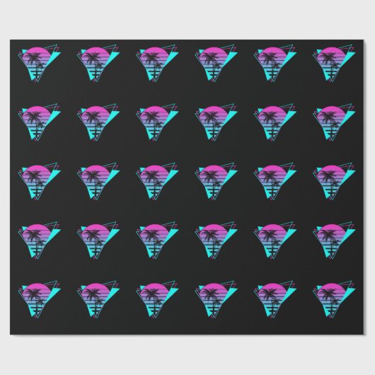 Retro ästhetische Vaporwave Geometrische Palmen Geschenkpapier (Flach)
