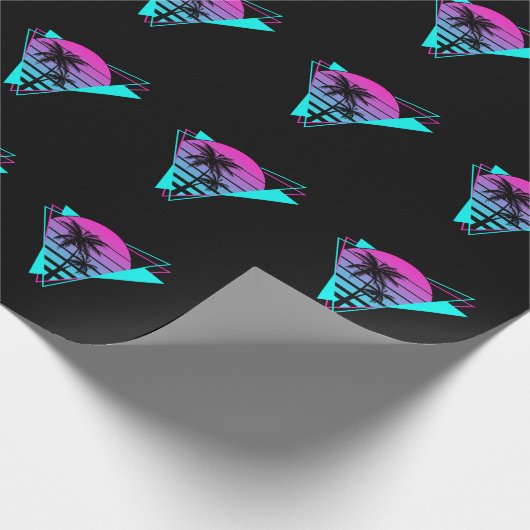 Retro ästhetische Vaporwave Geometrische Palmen Geschenkpapier (Ecke)