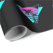 Retro ästhetische Vaporwave Geometrische Palmen Geschenkpapier (Rolleneckpunkt)