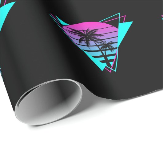 Retro ästhetische Vaporwave Geometrische Palmen Geschenkpapier (Rolleneckpunkt)