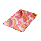 Retro Ästhetisches Abstraktes Muster mit Name Badematte (Schrägansicht)