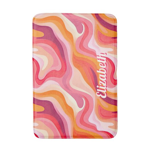 Retro Ästhetisches Abstraktes Muster mit Name Badematte (Vorderseite Vertikal)