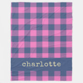 Retro ästhetisches Prüfbrett Muster rosa Name Fleecedecke (Vorderseite)