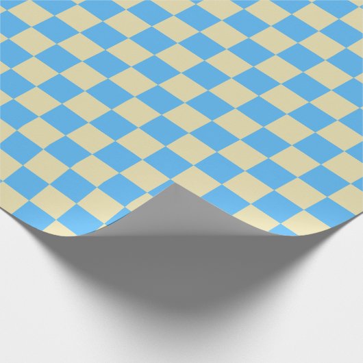 Retro Ästhetisches Prüfbrettmuster Blau Weiß Geschenkpapier (Ecke)