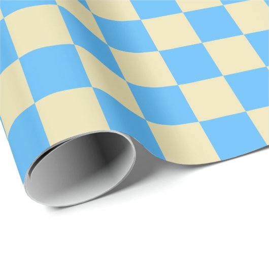 Retro Ästhetisches Prüfbrettmuster Blau Weiß Geschenkpapier (Rolleneckpunkt)