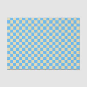 Retro Ästhetisches Prüfbrettmuster Blau Weiß Seidenpapier